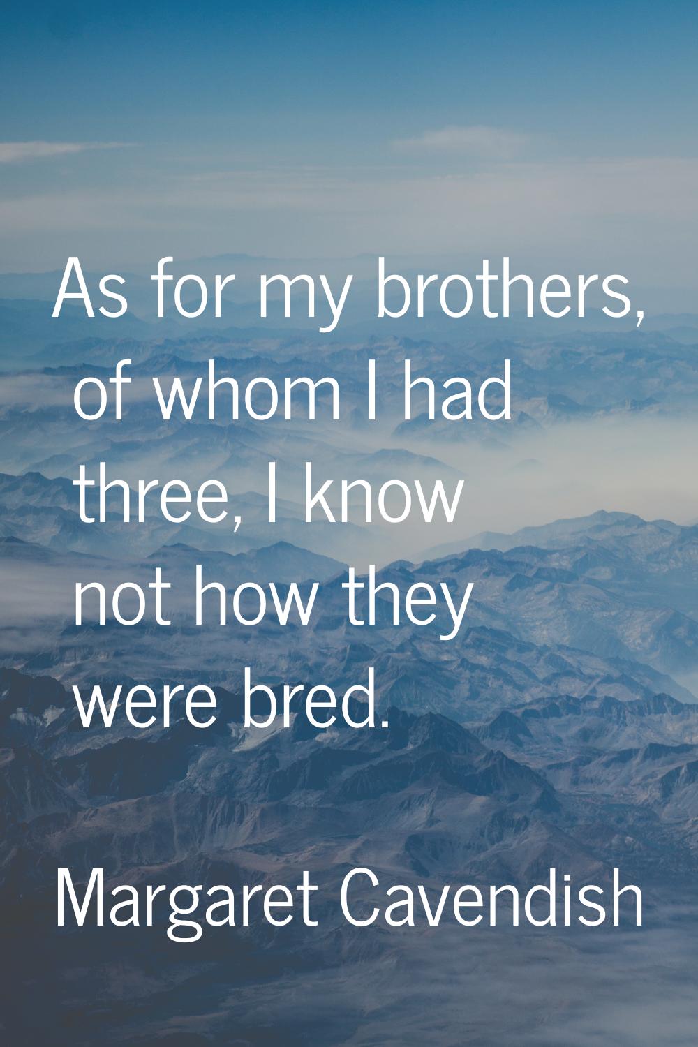 As for my brothers, of whom I had three, I know not how they were bred.