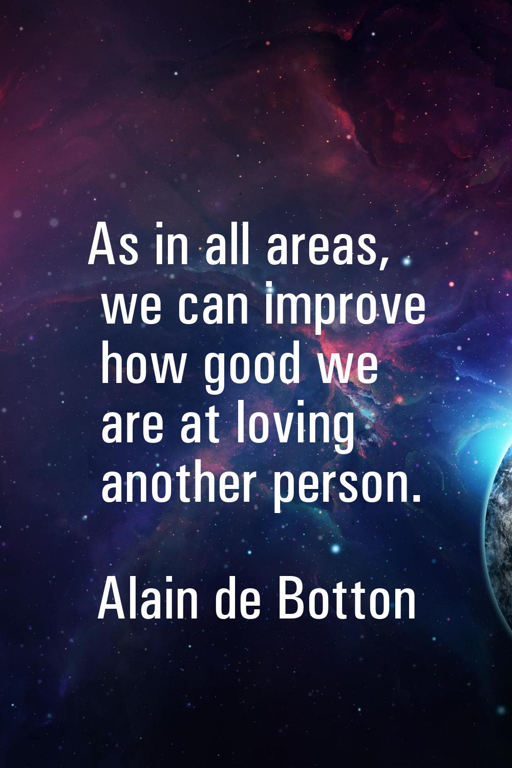 As in all areas, we can improve how good we are at loving another person.