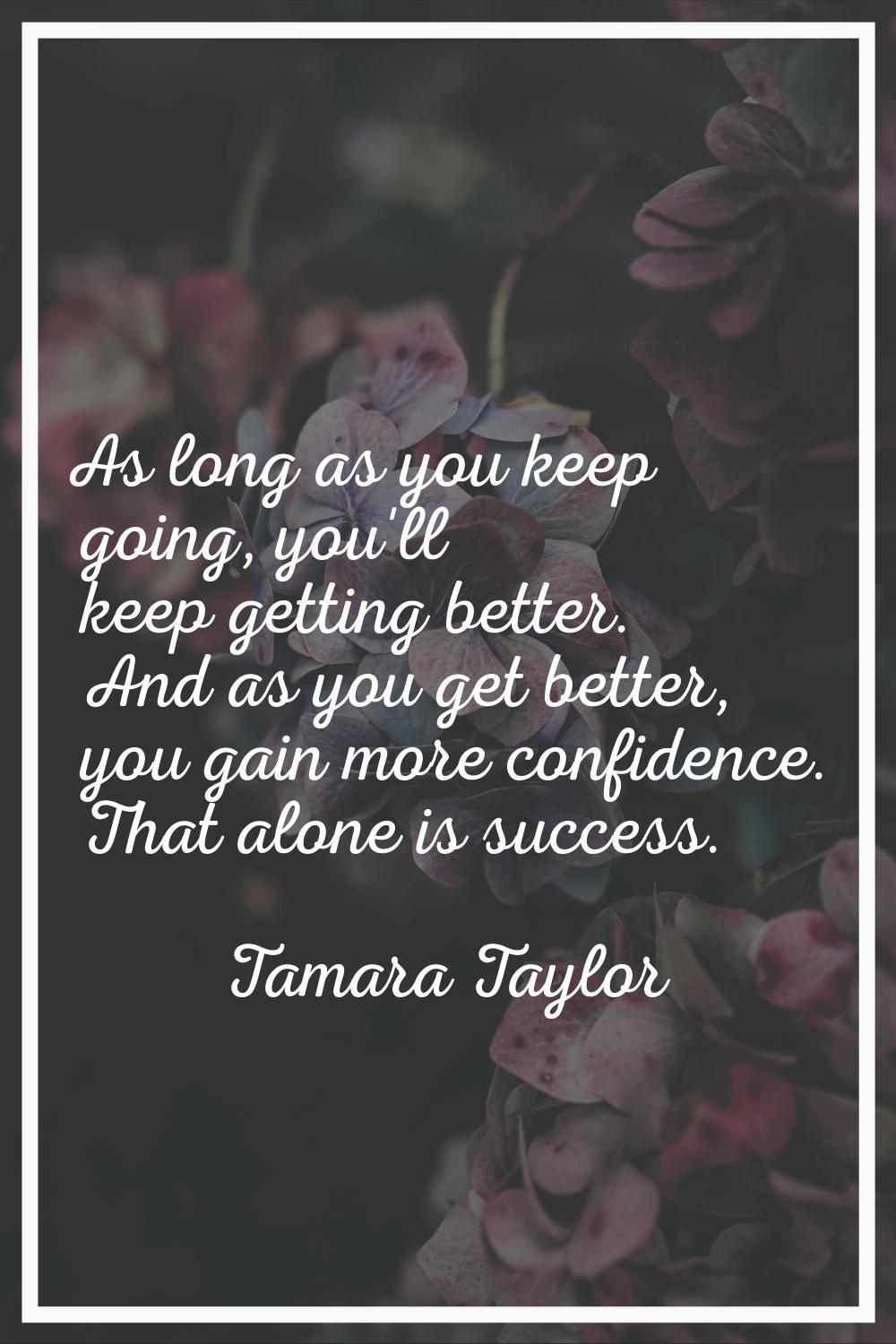 As long as you keep going, you'll keep getting better. And as you get better, you gain more confide
