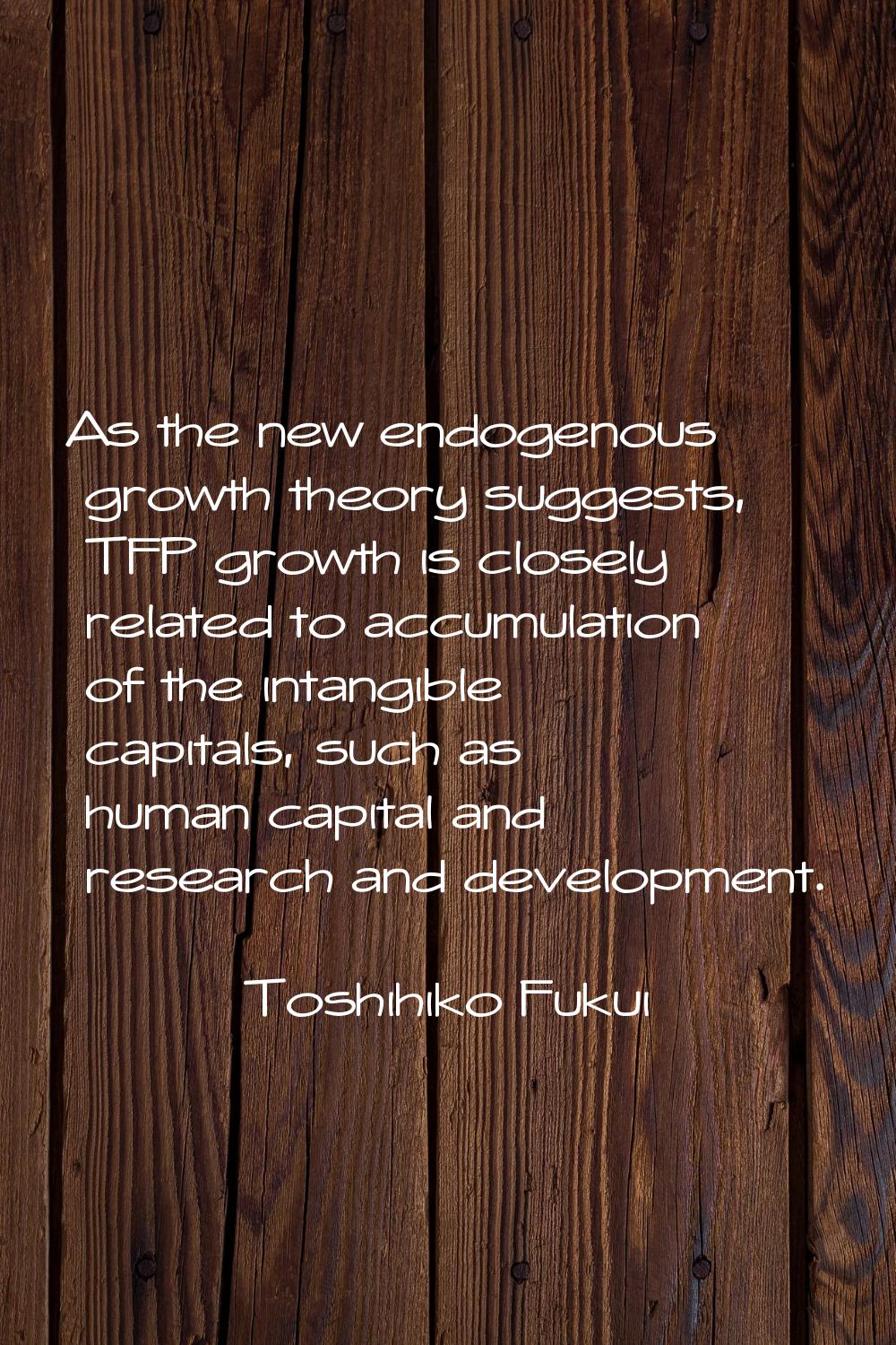 As the new endogenous growth theory suggests, TFP growth is closely related to accumulation of the 