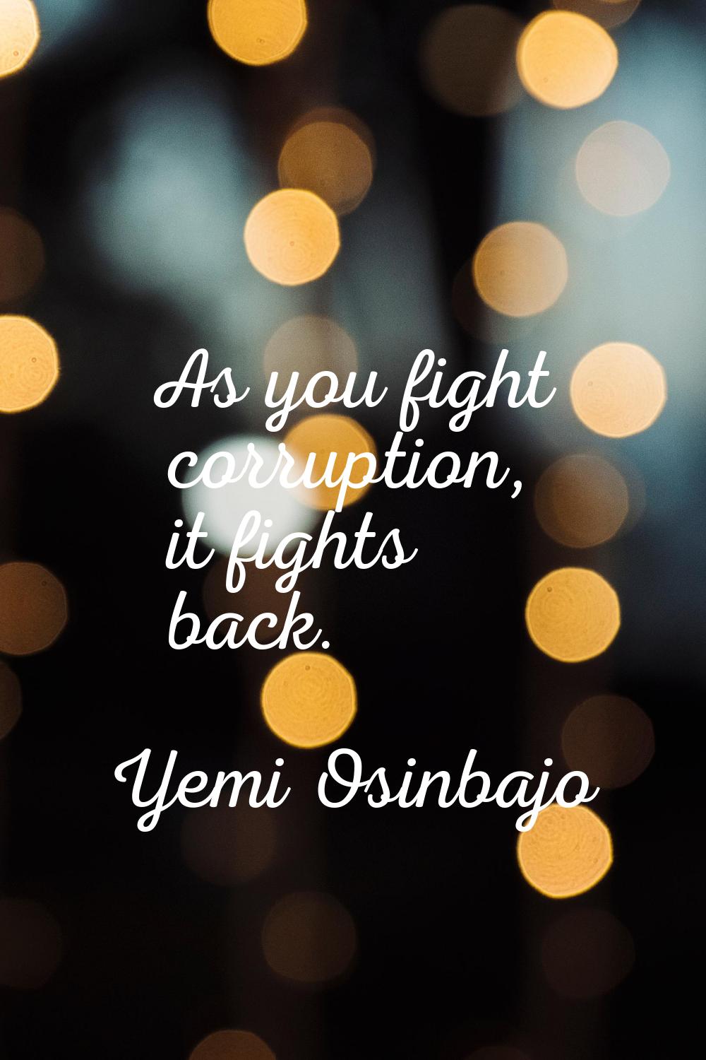 As you fight corruption, it fights back.