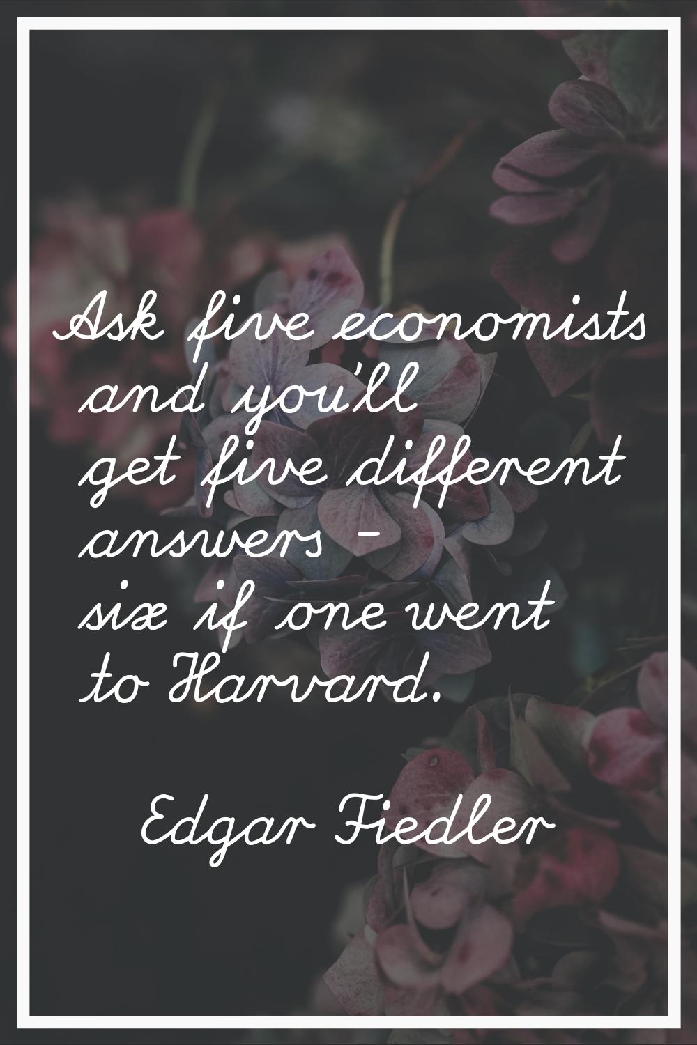 Ask five economists and you'll get five different answers - six if one went to Harvard.