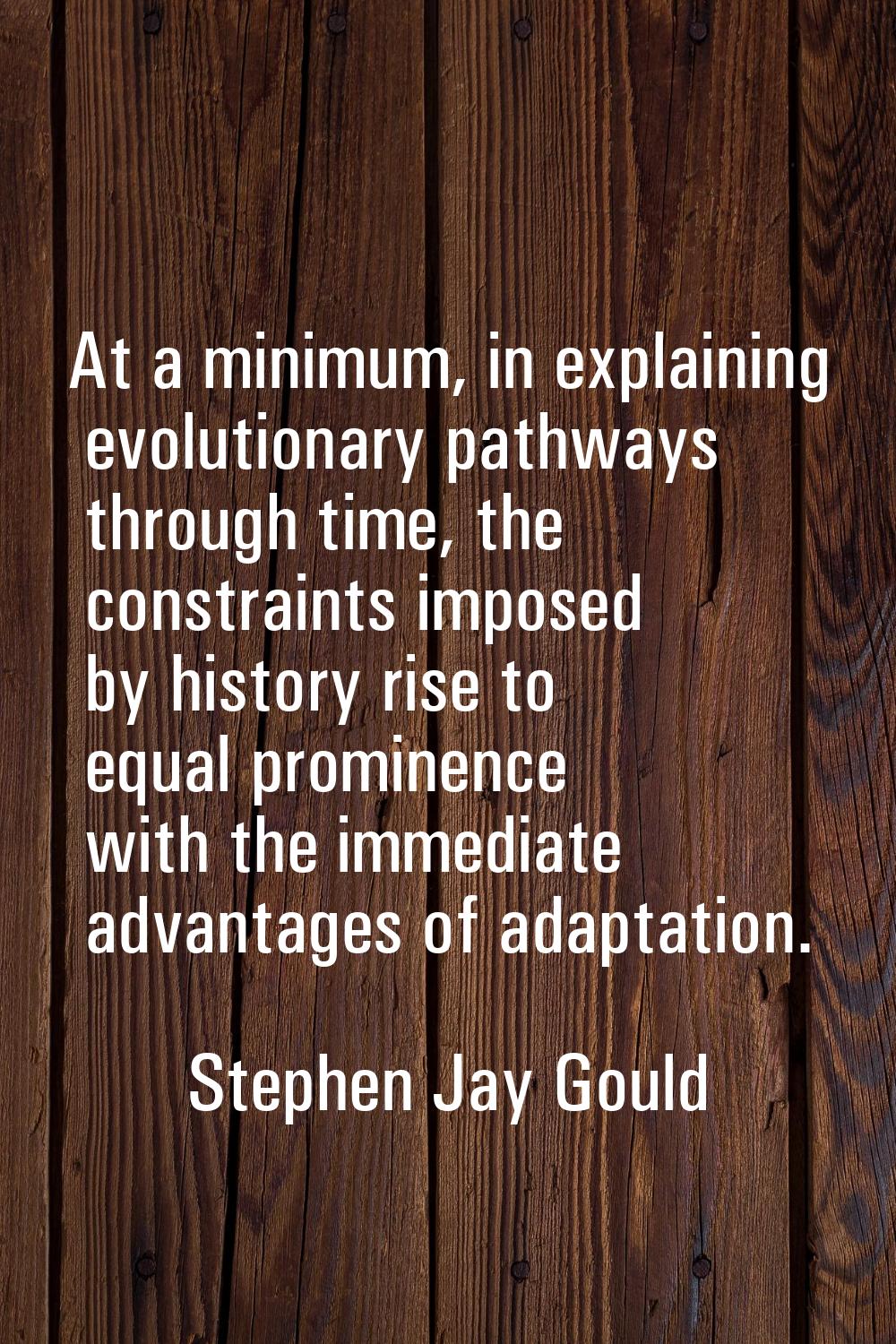 At a minimum, in explaining evolutionary pathways through time, the constraints imposed by history 