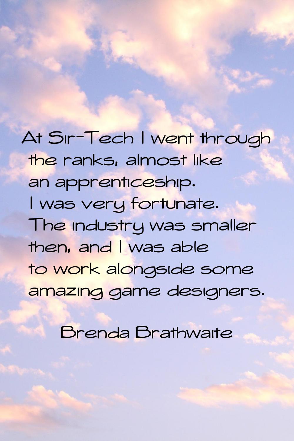 At Sir-Tech I went through the ranks, almost like an apprenticeship. I was very fortunate. The indu
