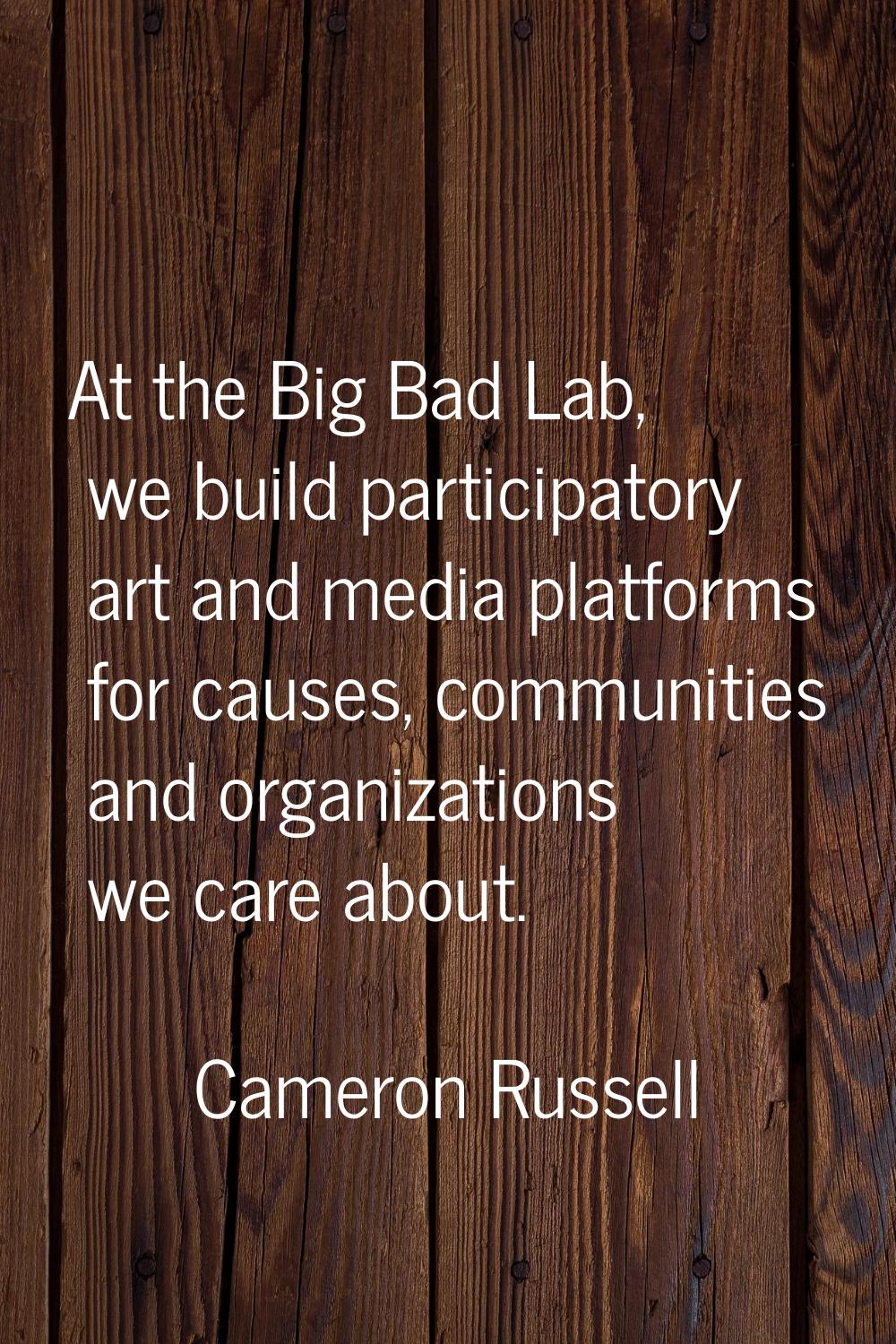 At the Big Bad Lab, we build participatory art and media platforms for causes, communities and orga