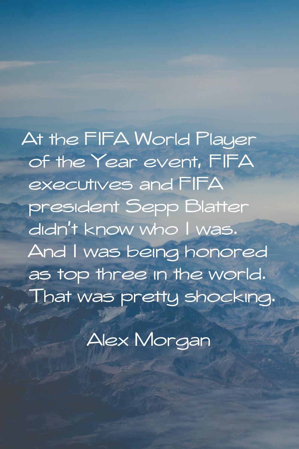 At the FIFA World Player of the Year event, FIFA executives and FIFA president Sepp Blatter didn't 