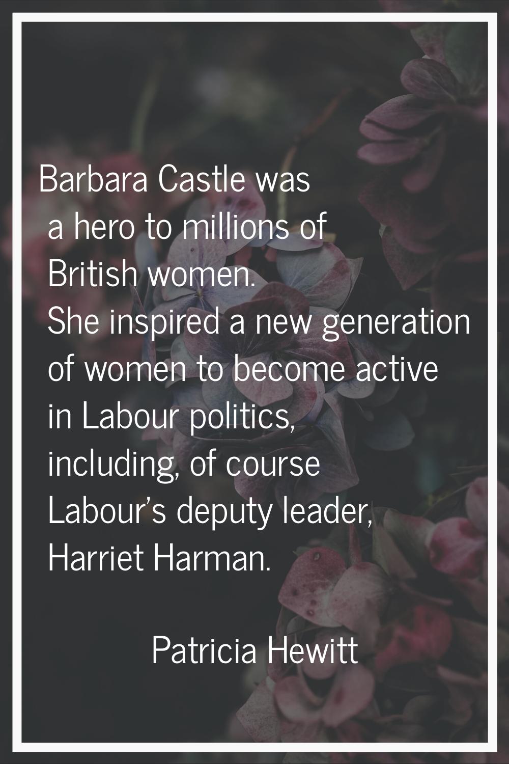 Barbara Castle was a hero to millions of British women. She inspired a new generation of women to b