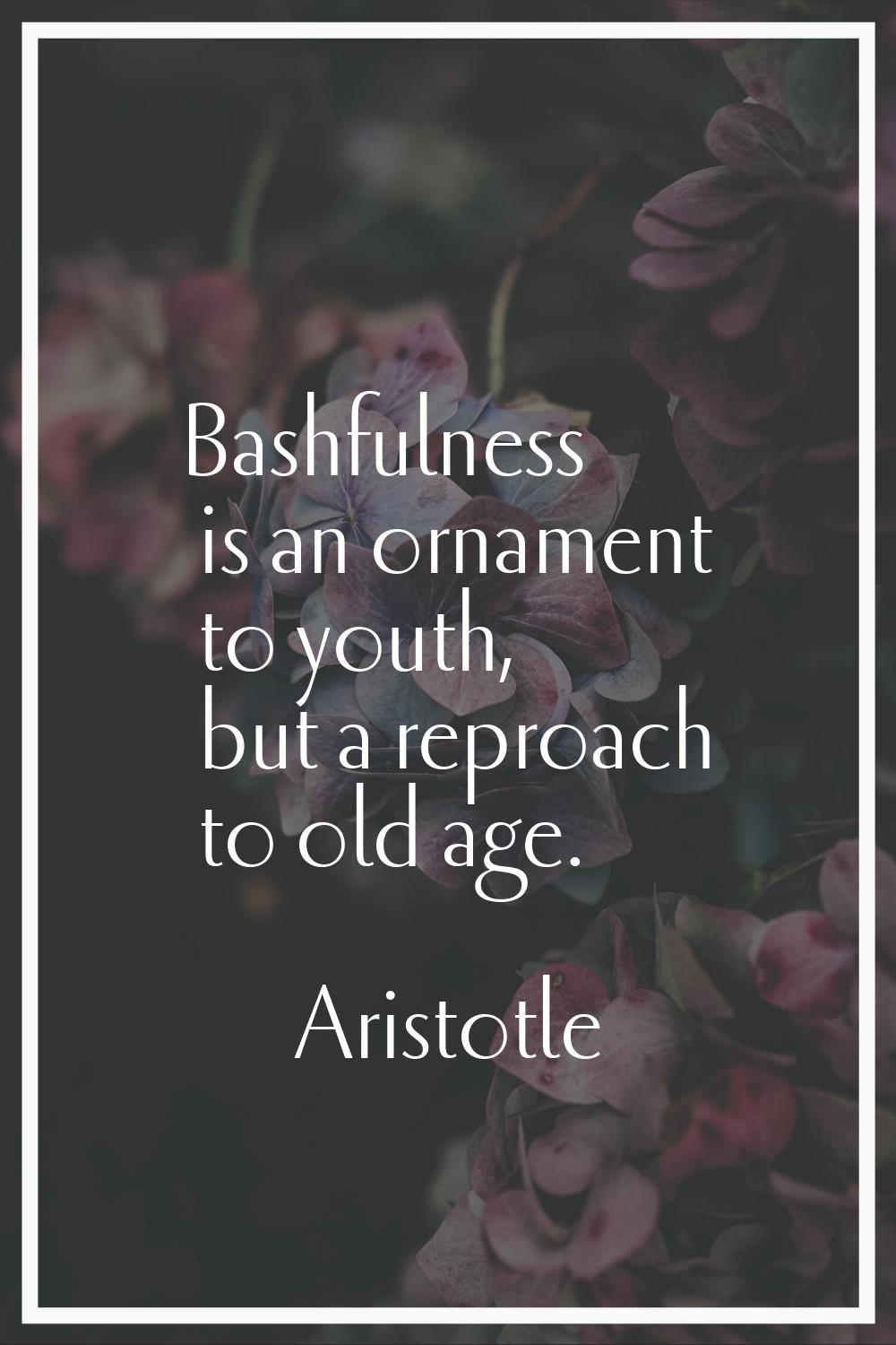 Bashfulness is an ornament to youth, but a reproach to old age.