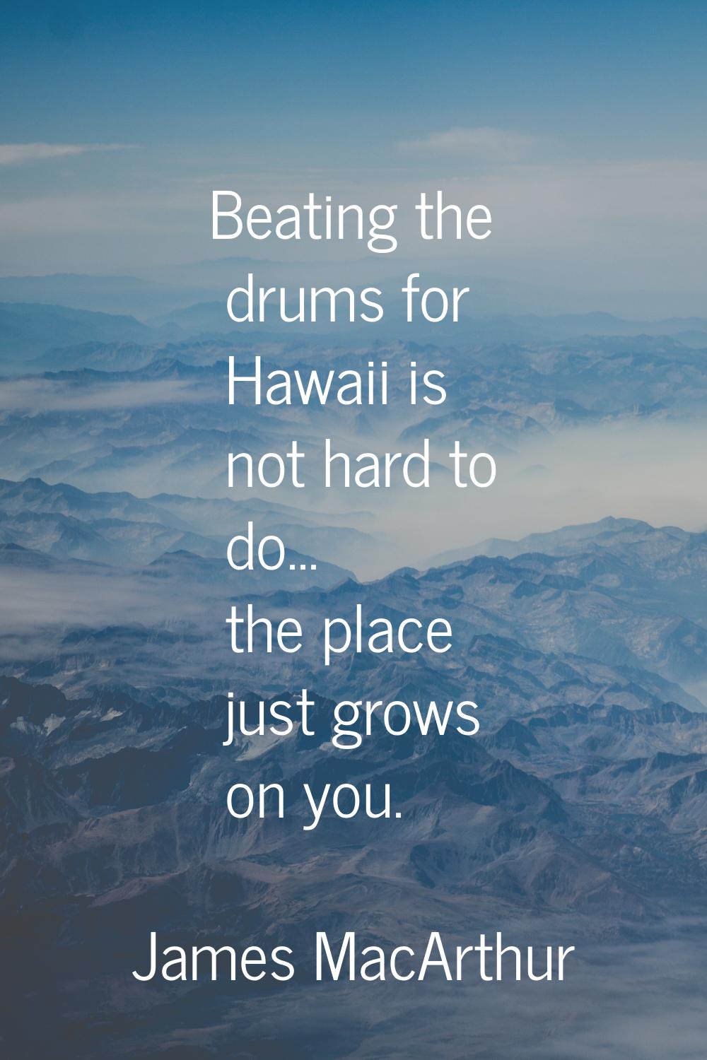 Beating the drums for Hawaii is not hard to do... the place just grows on you.