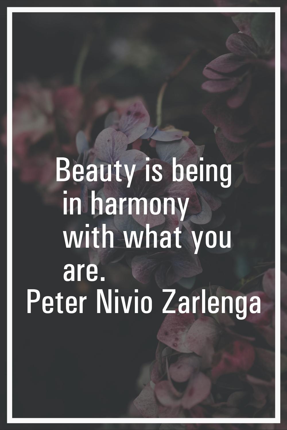 Beauty is being in harmony with what you are.