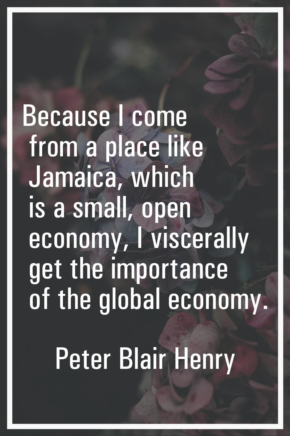 Because I come from a place like Jamaica, which is a small, open economy, I viscerally get the impo