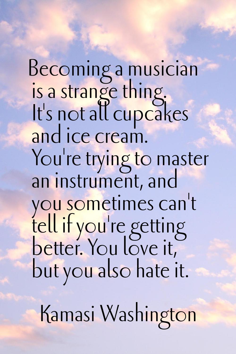 Becoming a musician is a strange thing. It's not all cupcakes and ice cream. You're trying to maste