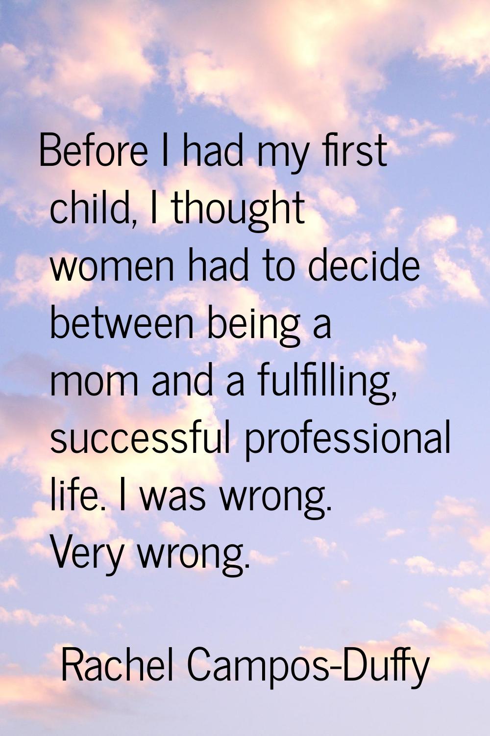 Before I had my first child, I thought women had to decide between being a mom and a fulfilling, su