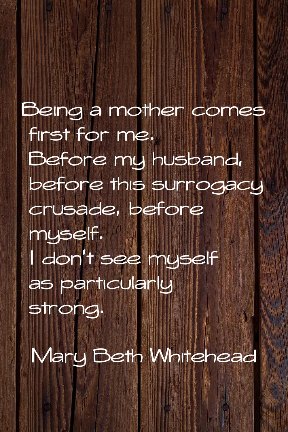 Being a mother comes first for me. Before my husband, before this surrogacy crusade, before myself.