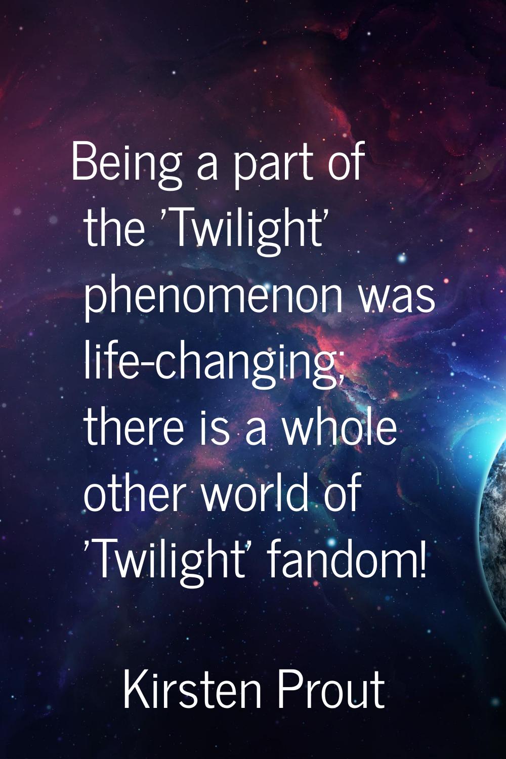 Being a part of the 'Twilight' phenomenon was life-changing; there is a whole other world of 'Twili