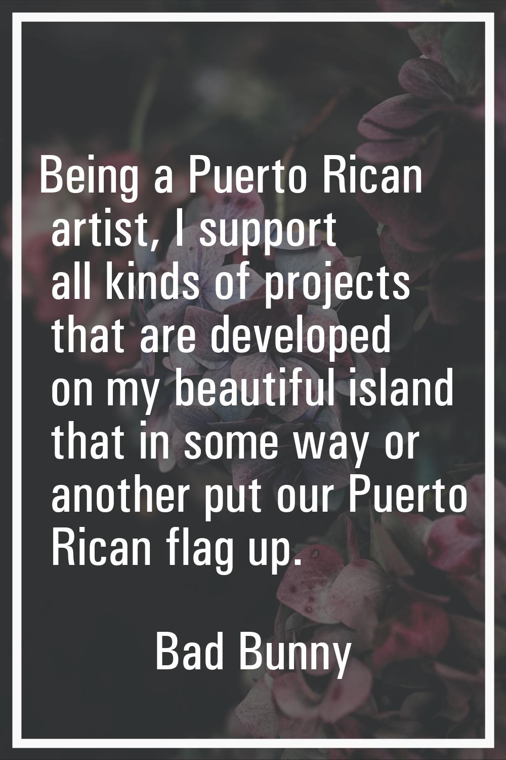 Being a Puerto Rican artist, I support all kinds of projects that are developed on my beautiful isl