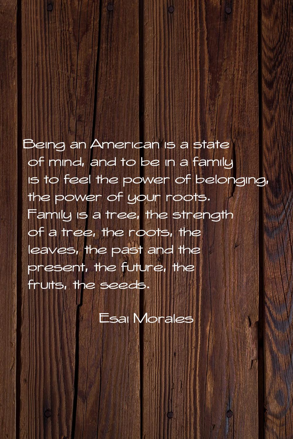 Being an American is a state of mind, and to be in a family is to feel the power of belonging, the 
