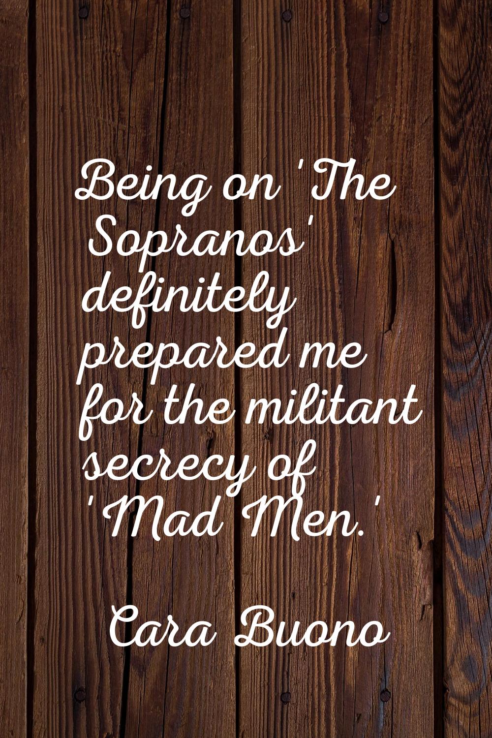 Being on 'The Sopranos' definitely prepared me for the militant secrecy of 'Mad Men.'