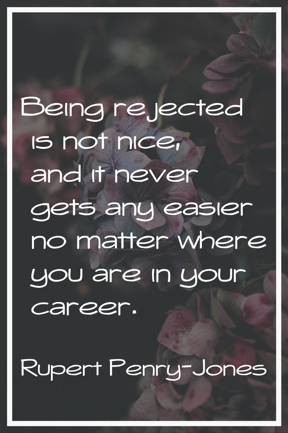 Being rejected is not nice, and it never gets any easier no matter where you are in your career.