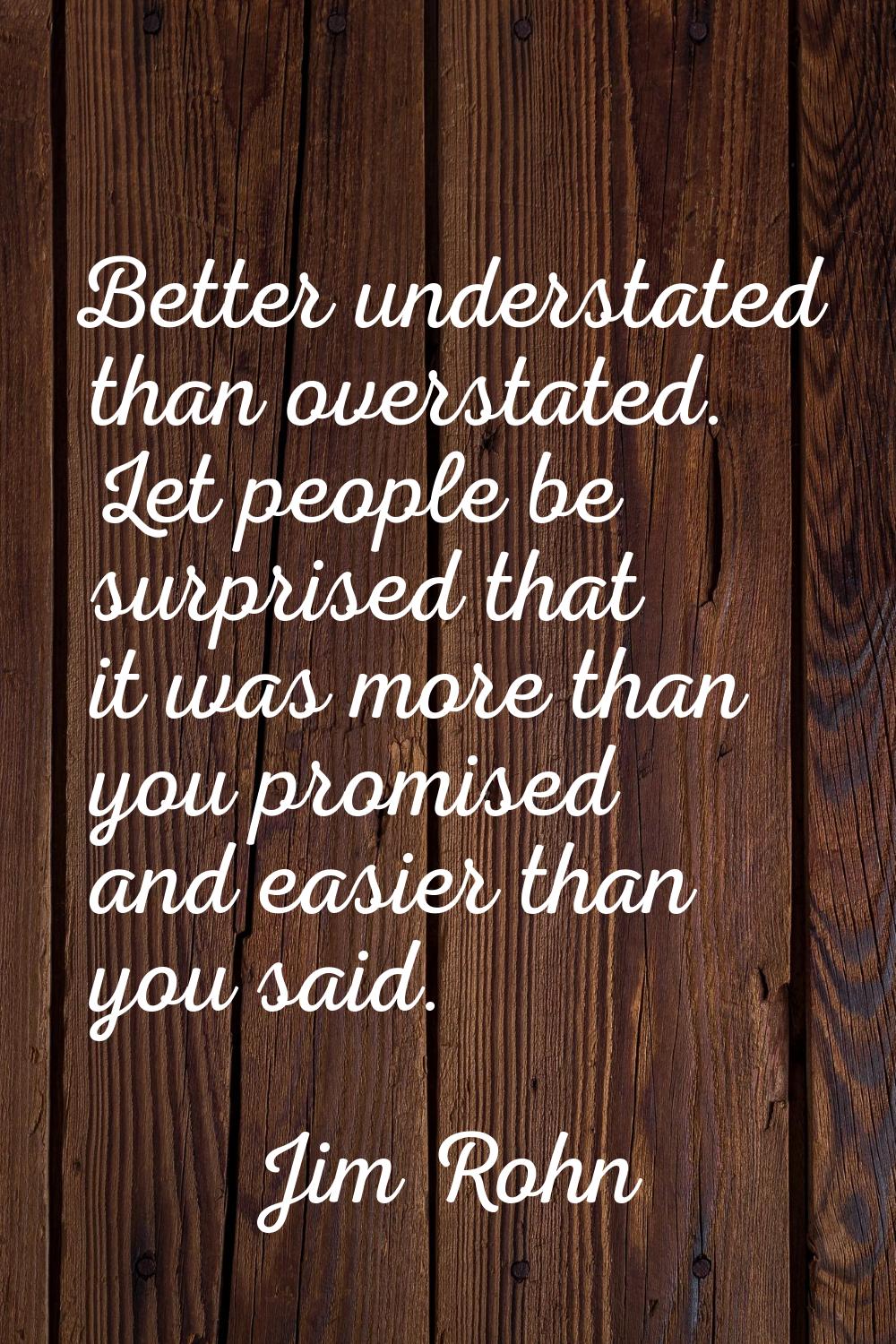 Better understated than overstated. Let people be surprised that it was more than you promised and 