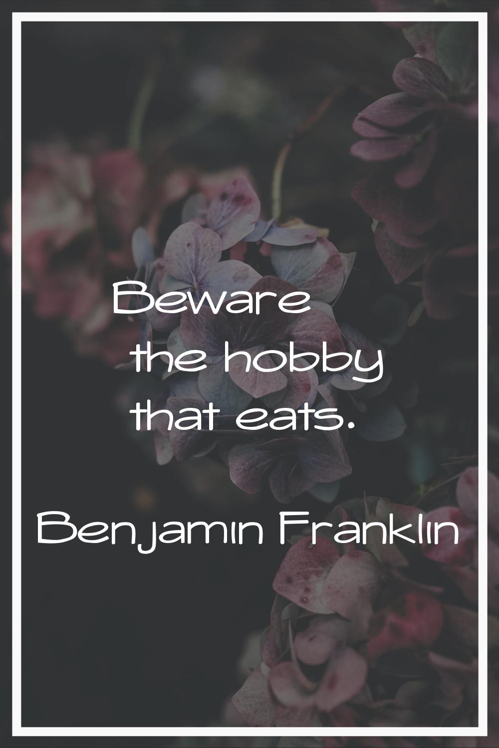Beware the hobby that eats.
