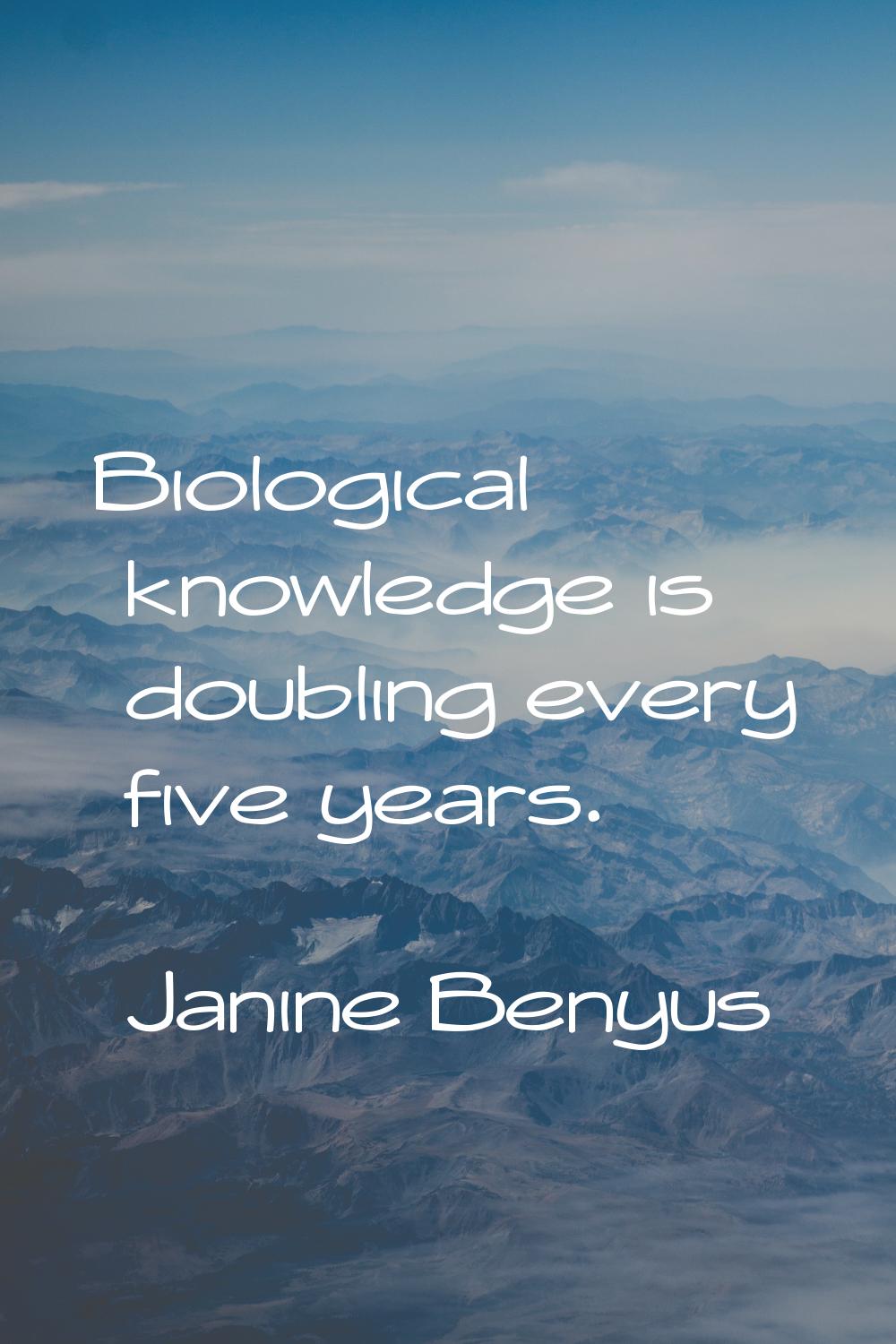 Biological knowledge is doubling every five years.