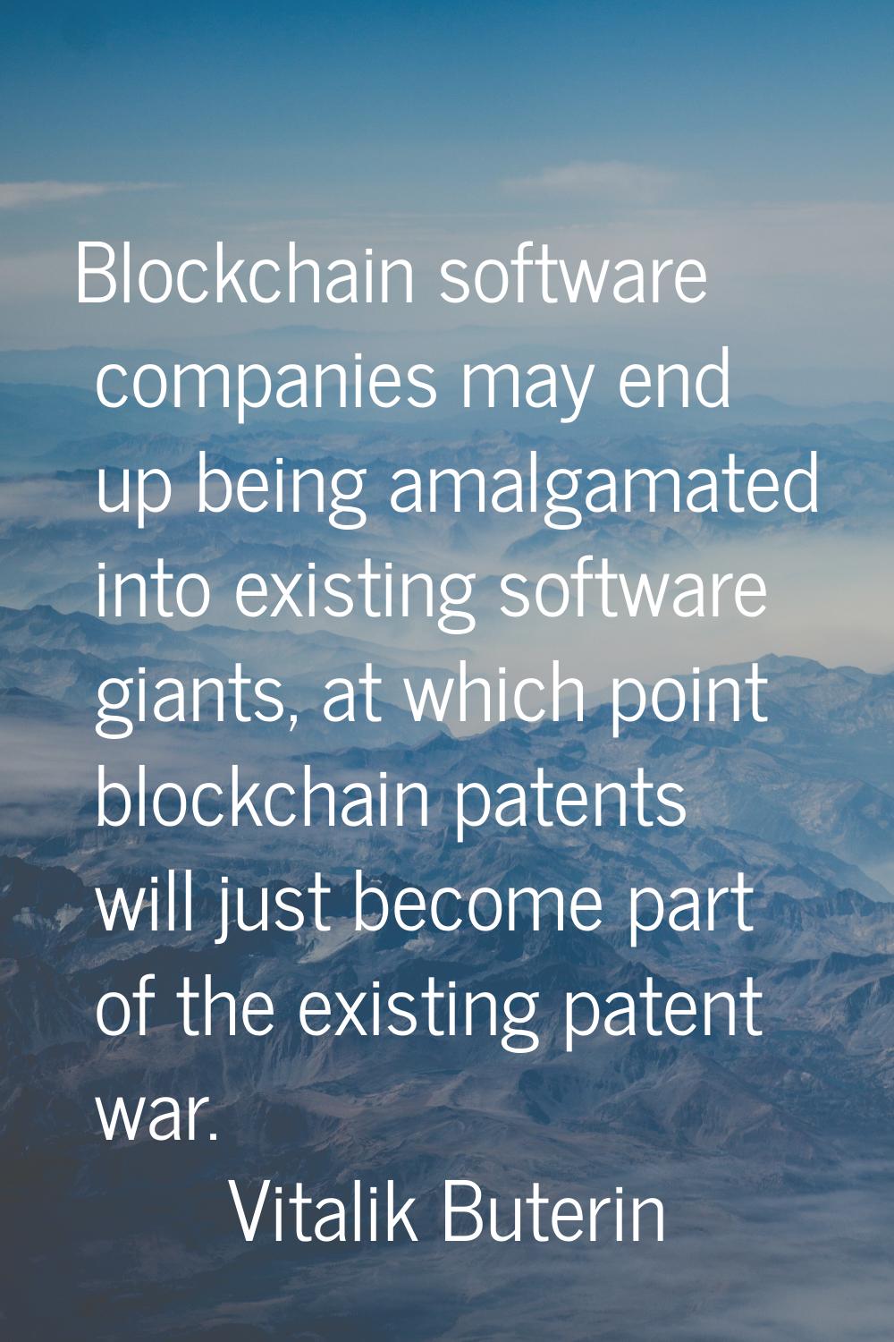 Blockchain software companies may end up being amalgamated into existing software giants, at which 