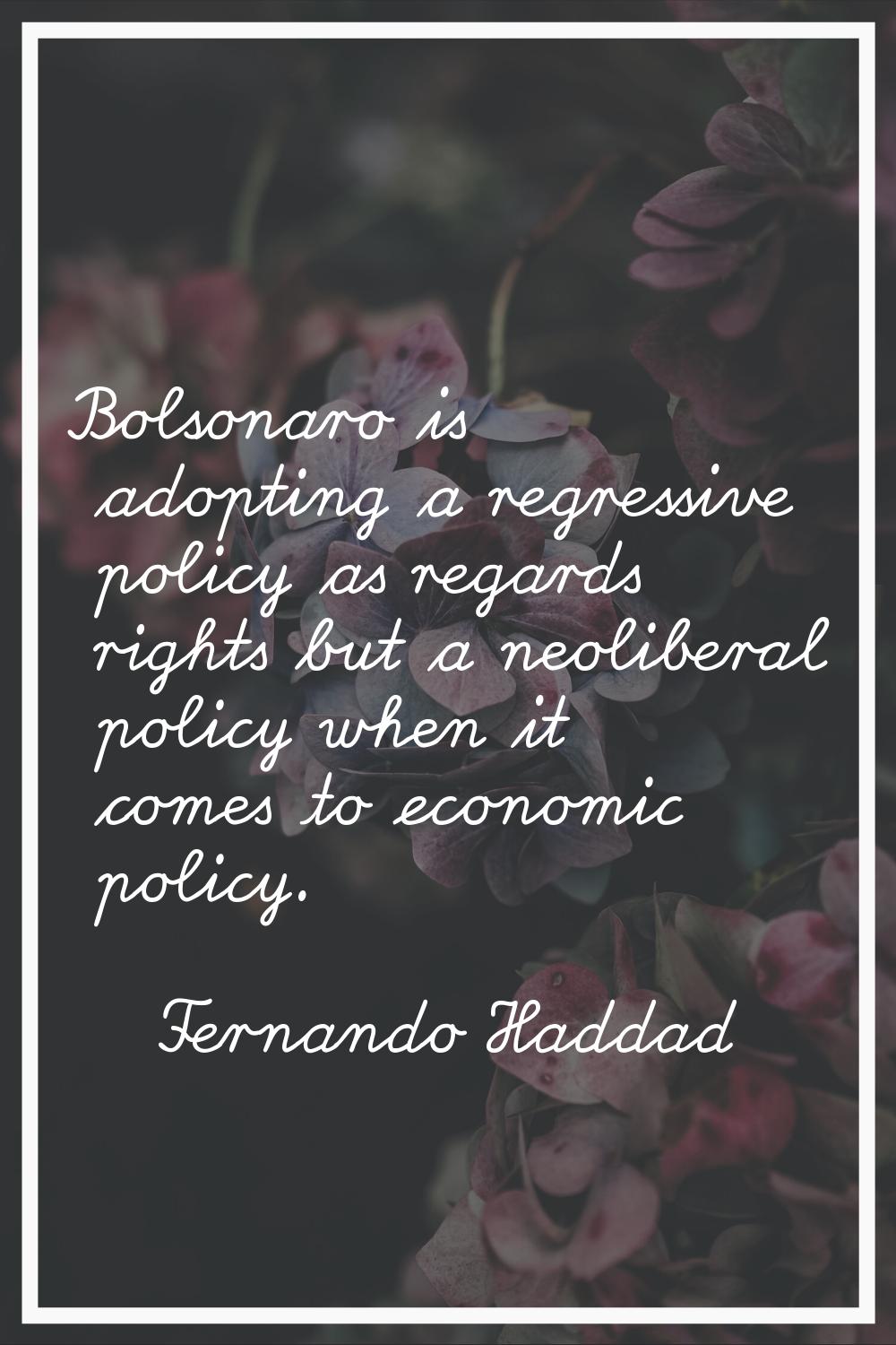 Bolsonaro is adopting a regressive policy as regards rights but a neoliberal policy when it comes t