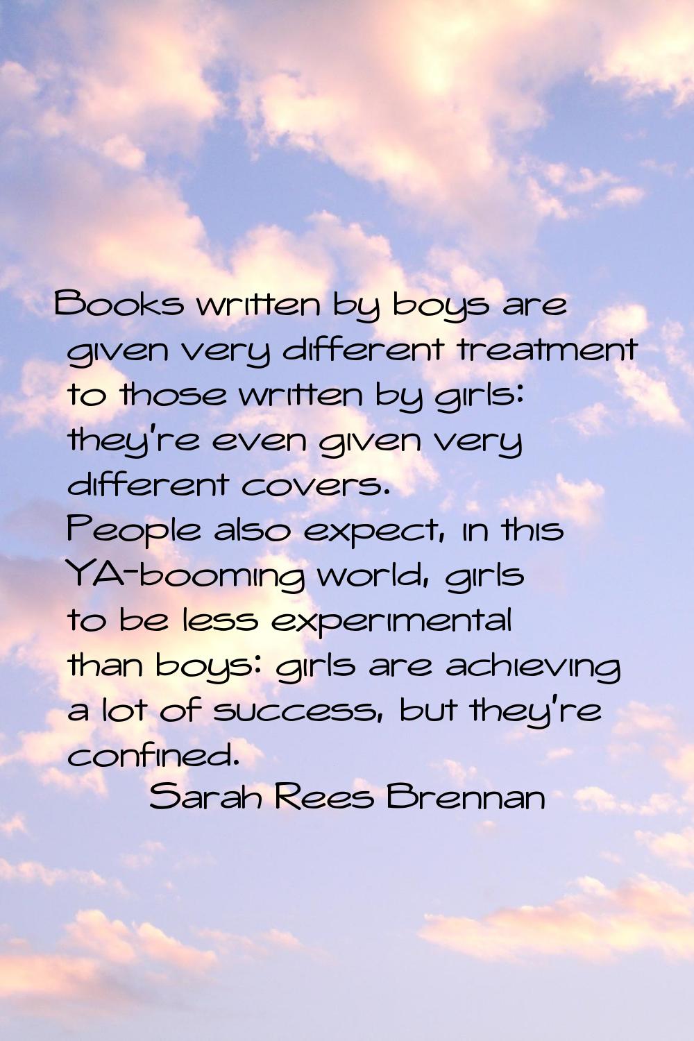Books written by boys are given very different treatment to those written by girls: they're even gi