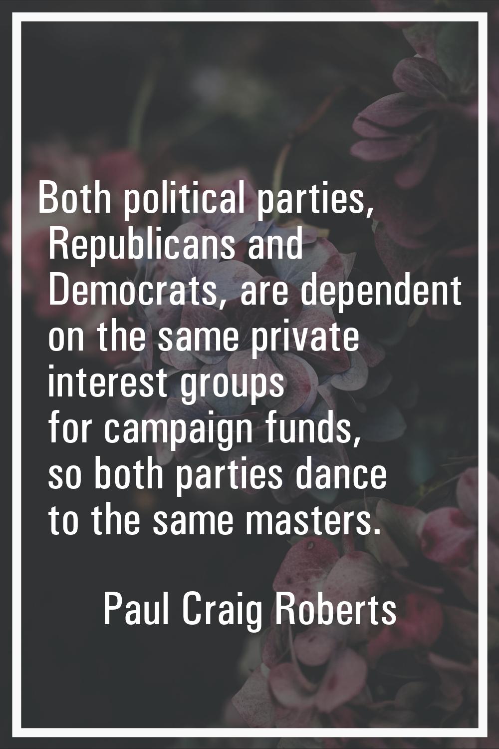 Both political parties, Republicans and Democrats, are dependent on the same private interest group