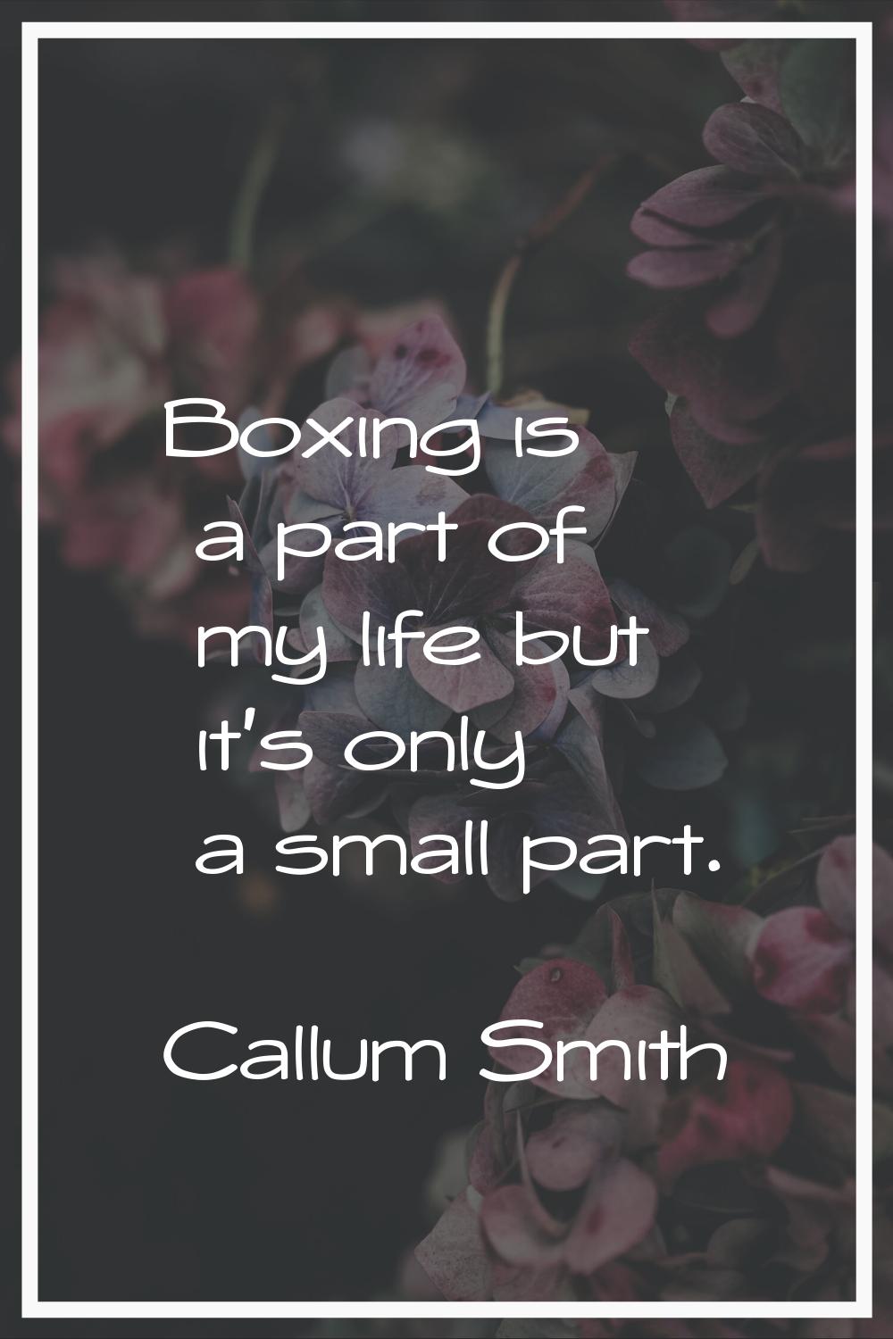 Boxing is a part of my life but it's only a small part.