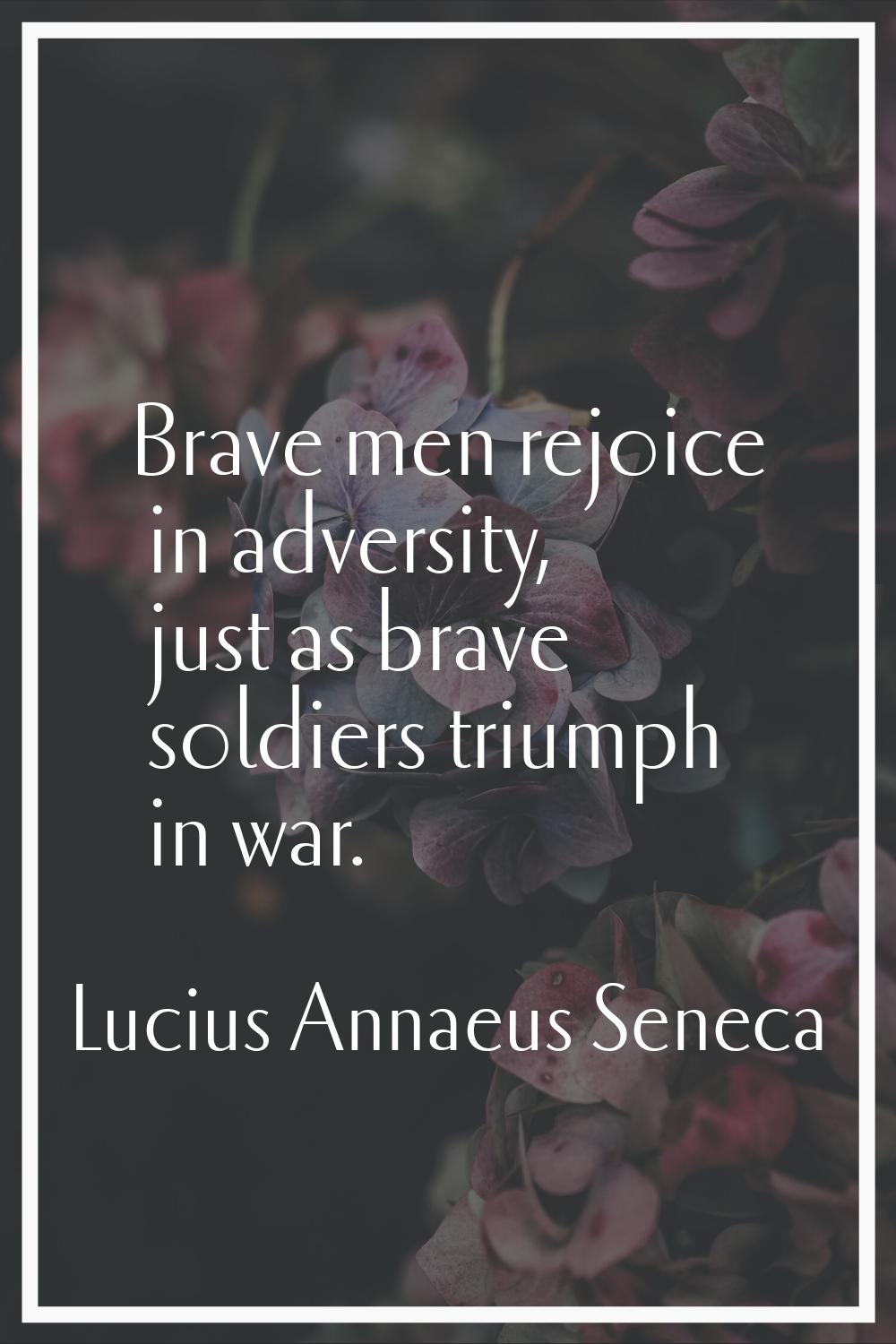 Brave men rejoice in adversity, just as brave soldiers triumph in war.