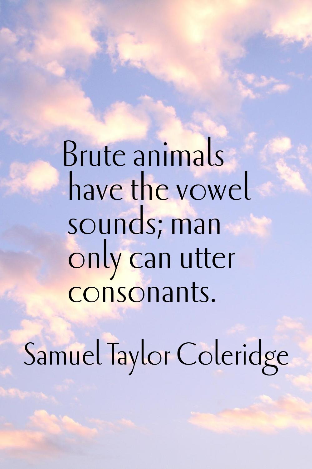 Brute animals have the vowel sounds; man only can utter consonants.