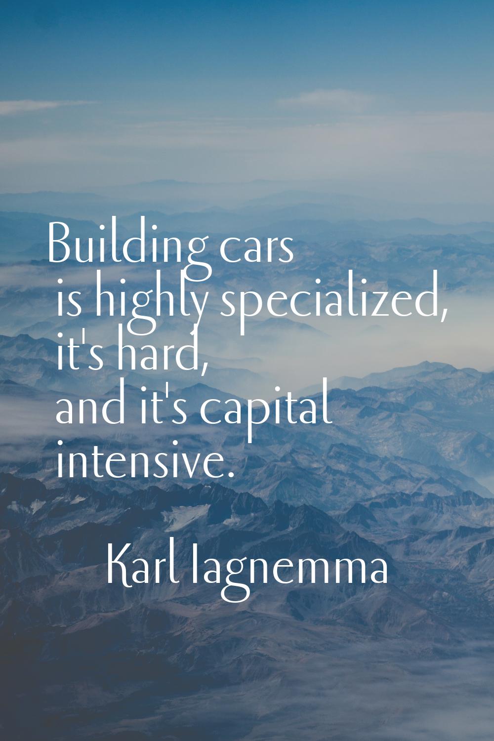 Building cars is highly specialized, it's hard, and it's capital intensive.