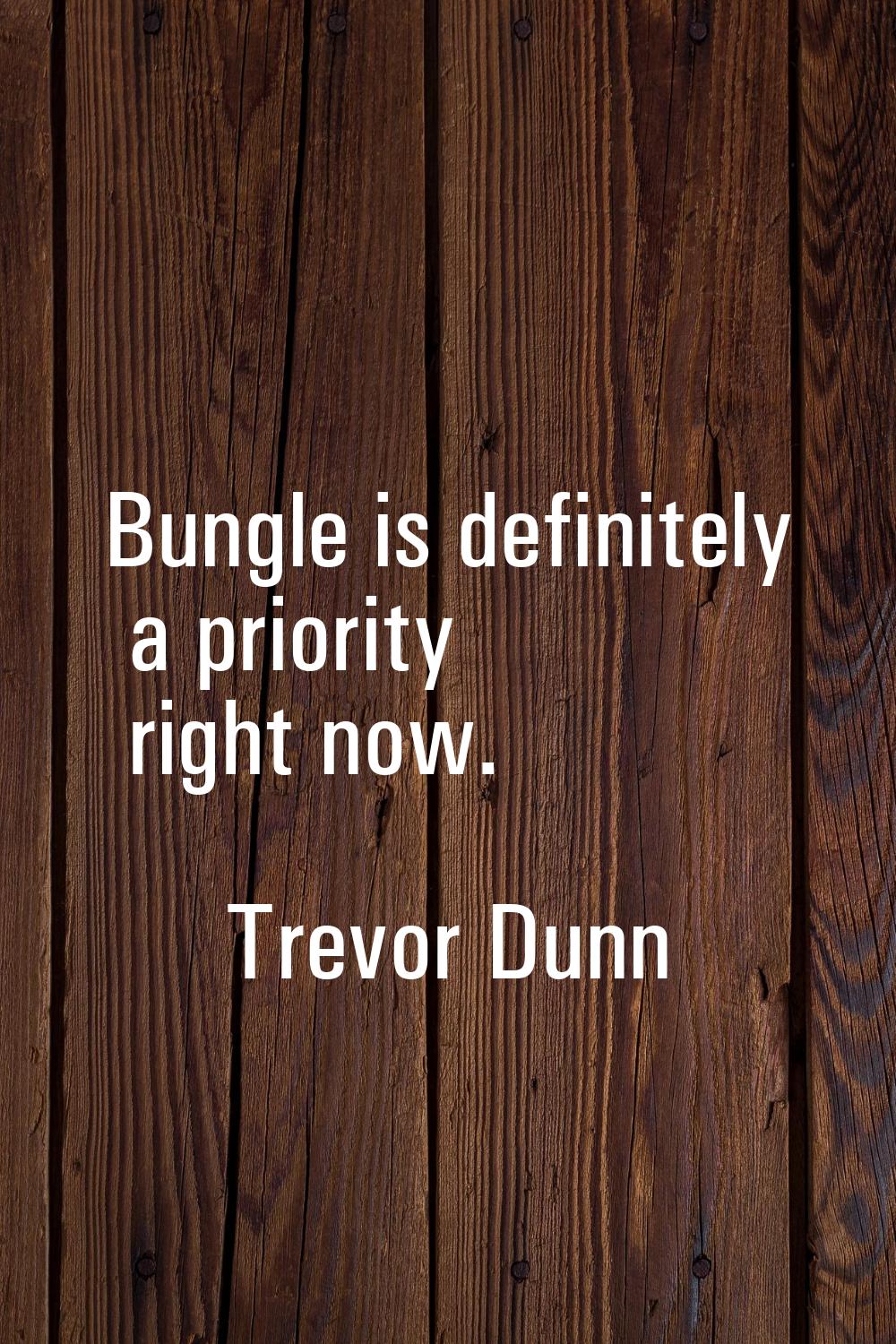 Bungle is definitely a priority right now.