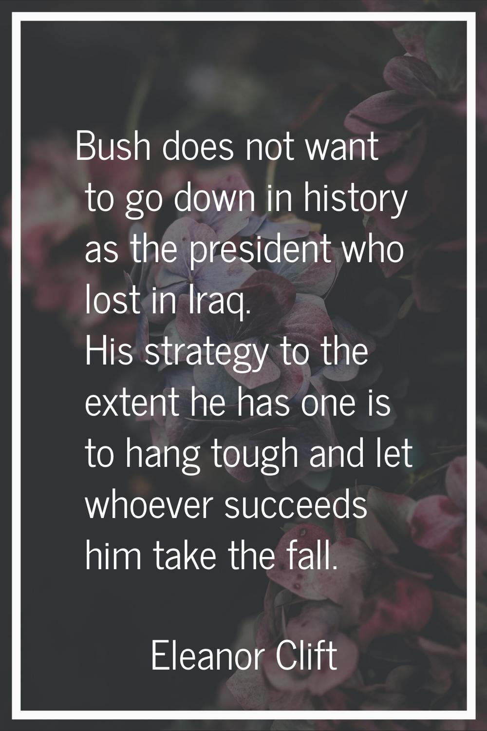 Bush does not want to go down in history as the president who lost in Iraq. His strategy to the ext
