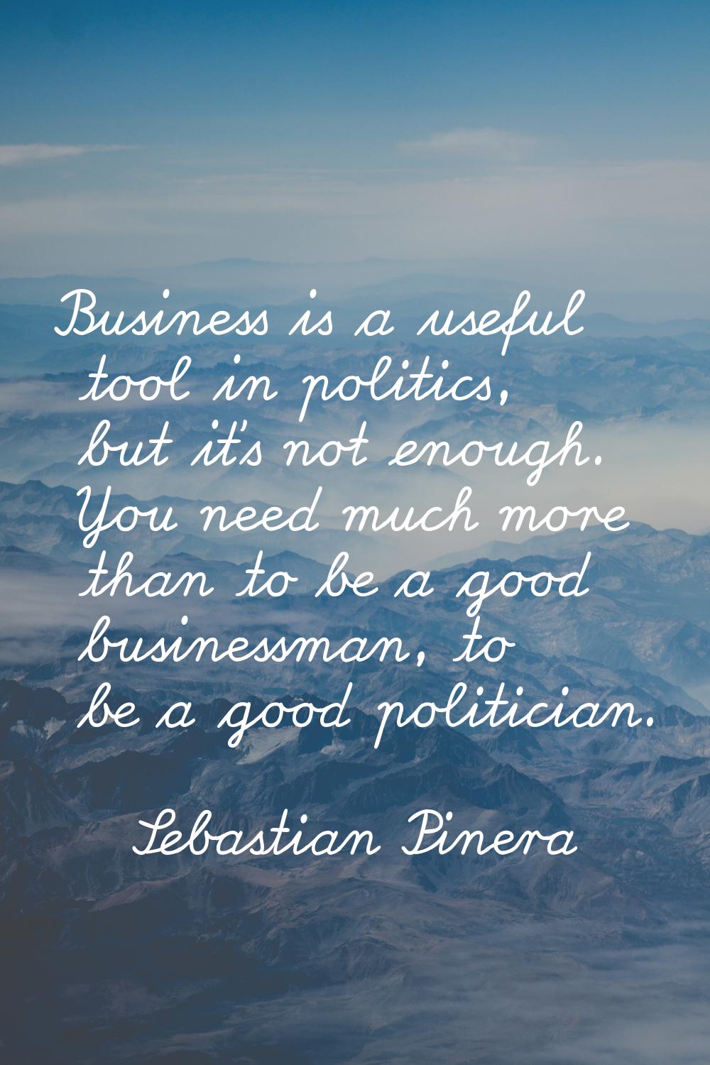 Business is a useful tool in politics, but it's not enough. You need much more than to be a good bu
