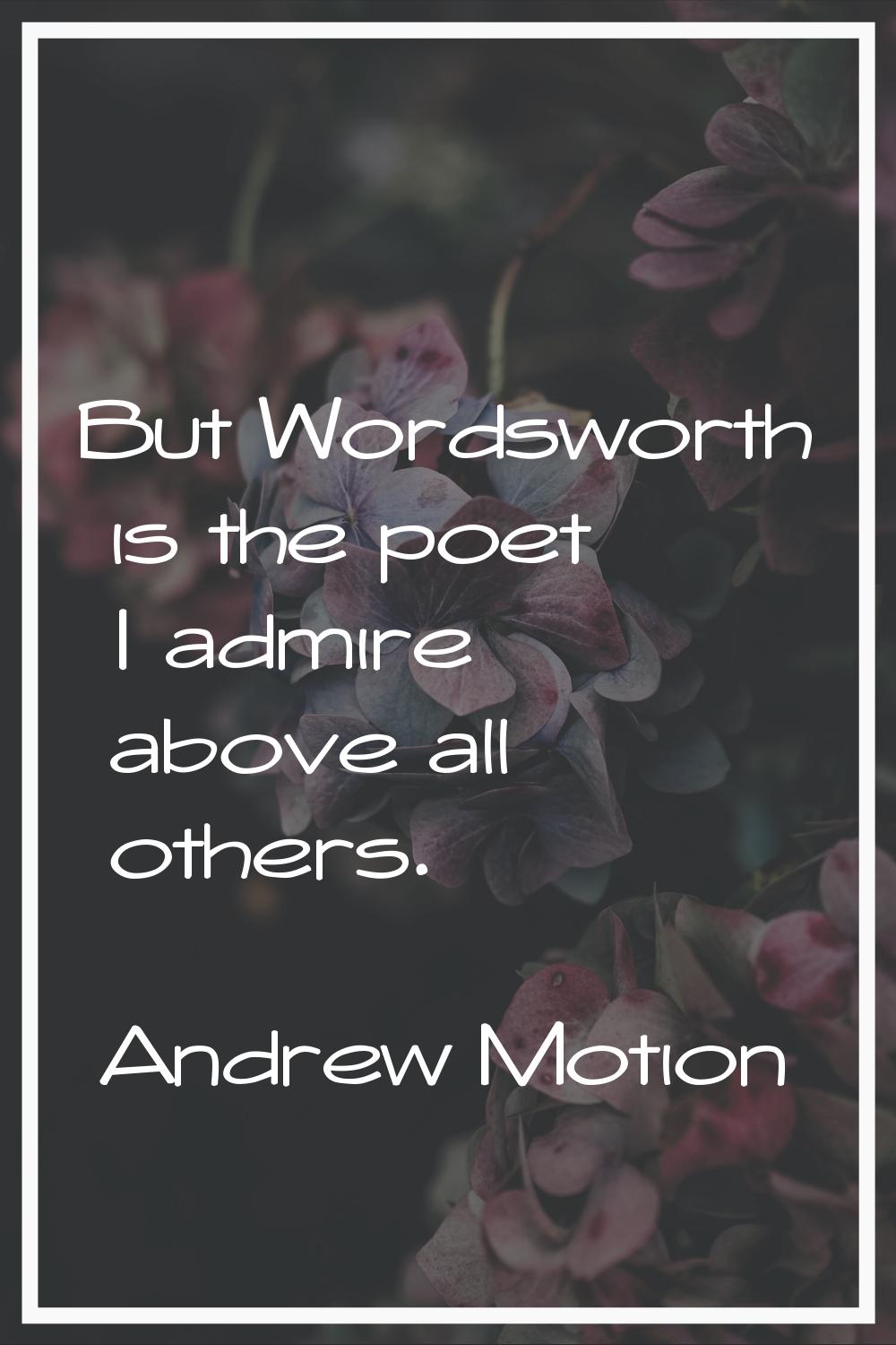 But Wordsworth is the poet I admire above all others.