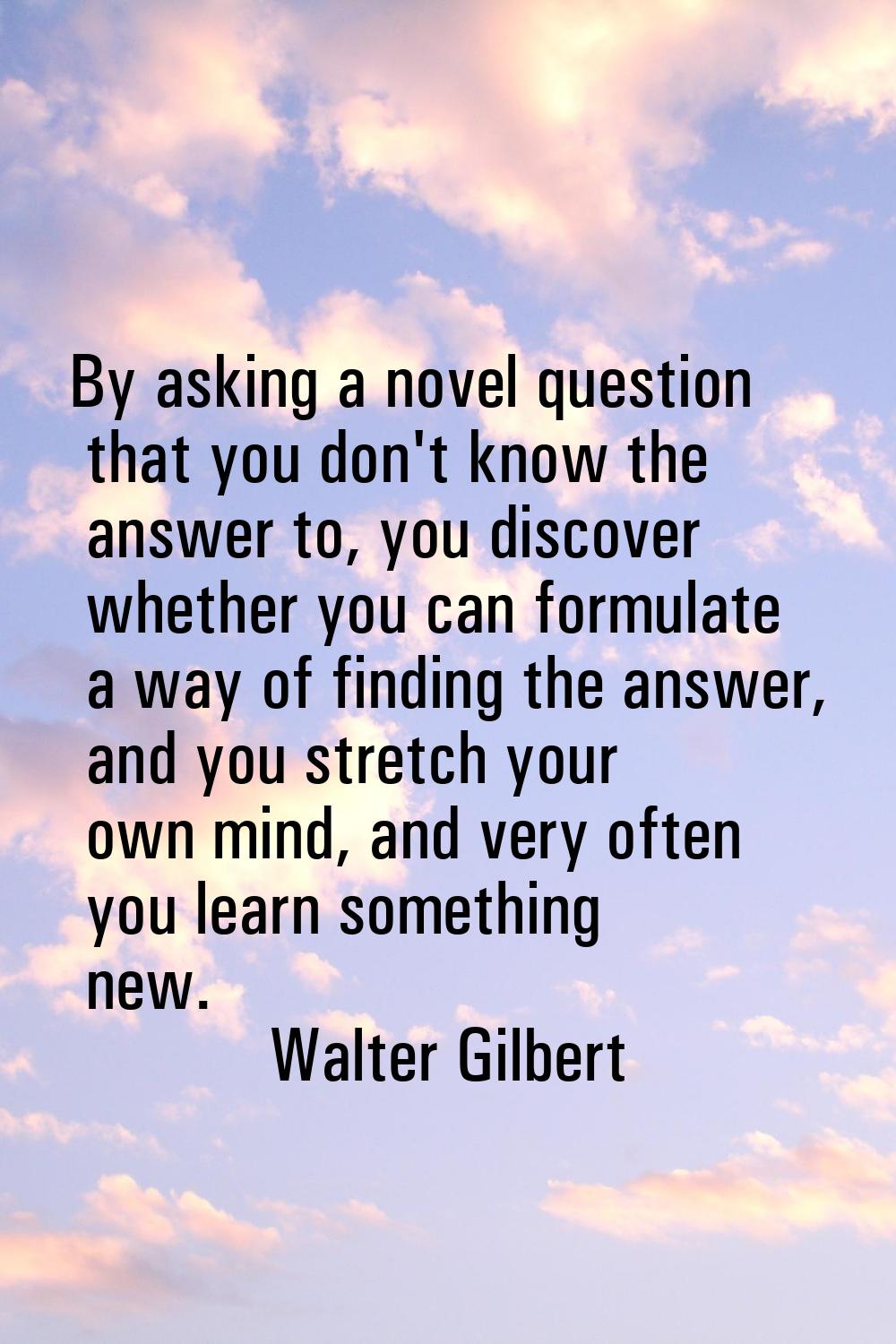 By asking a novel question that you don't know the answer to, you discover whether you can formulat