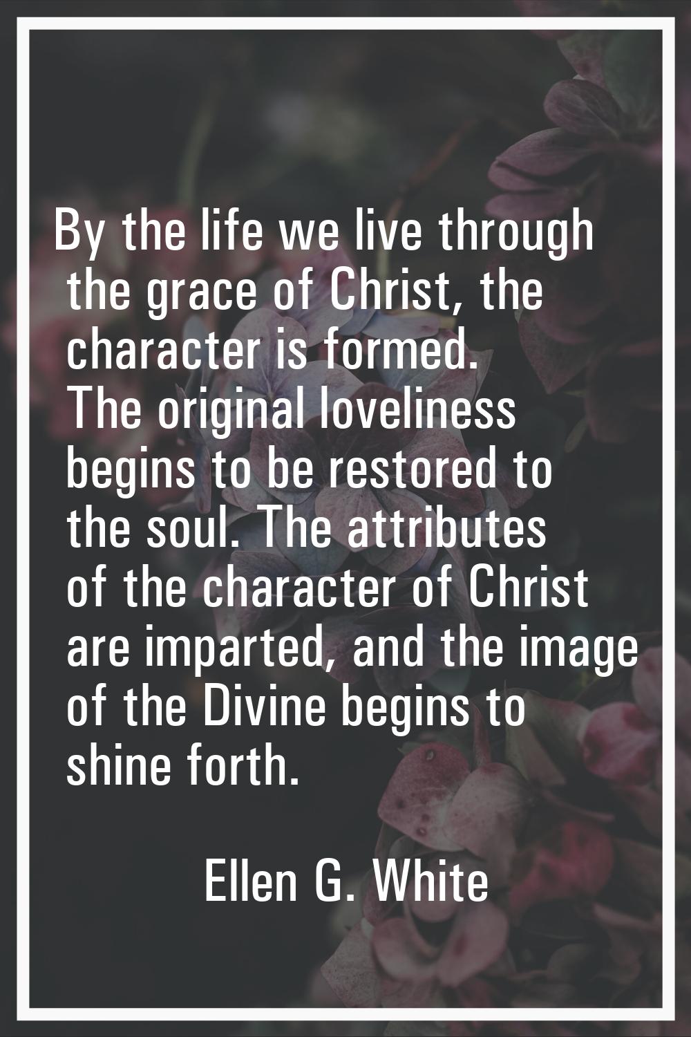 By the life we live through the grace of Christ, the character is formed. The original loveliness b