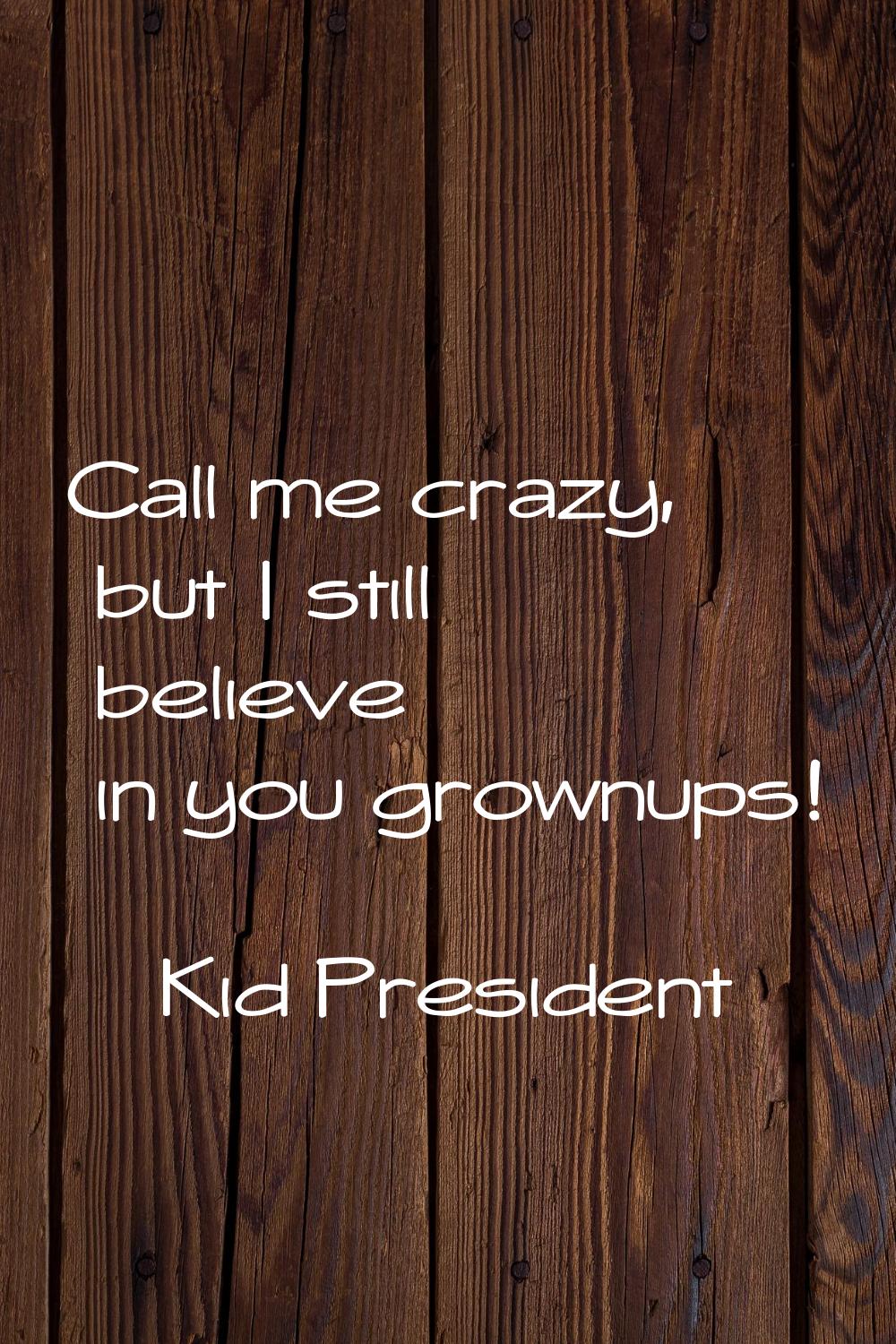 Call me crazy, but I still believe in you grownups!