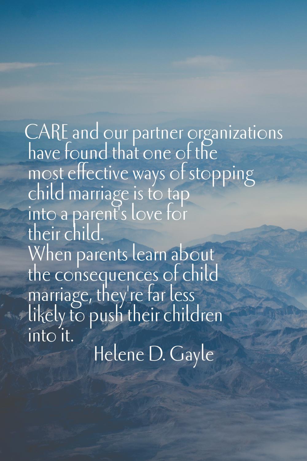 CARE and our partner organizations have found that one of the most effective ways of stopping child