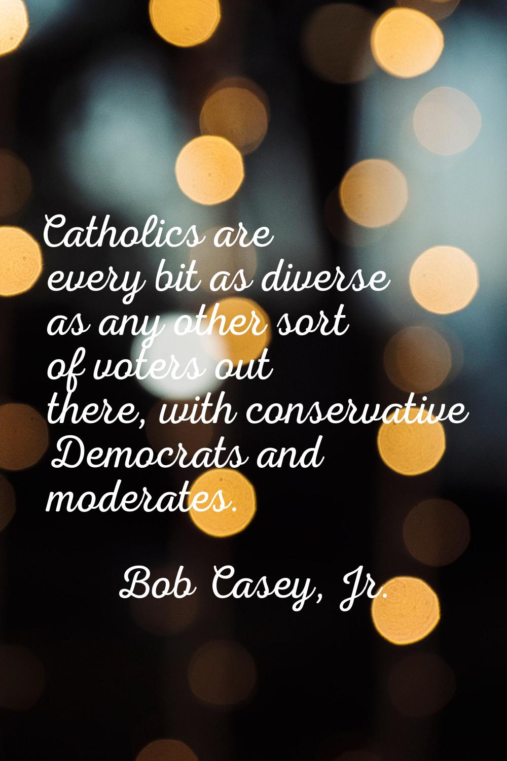 Catholics are every bit as diverse as any other sort of voters out there, with conservative Democra