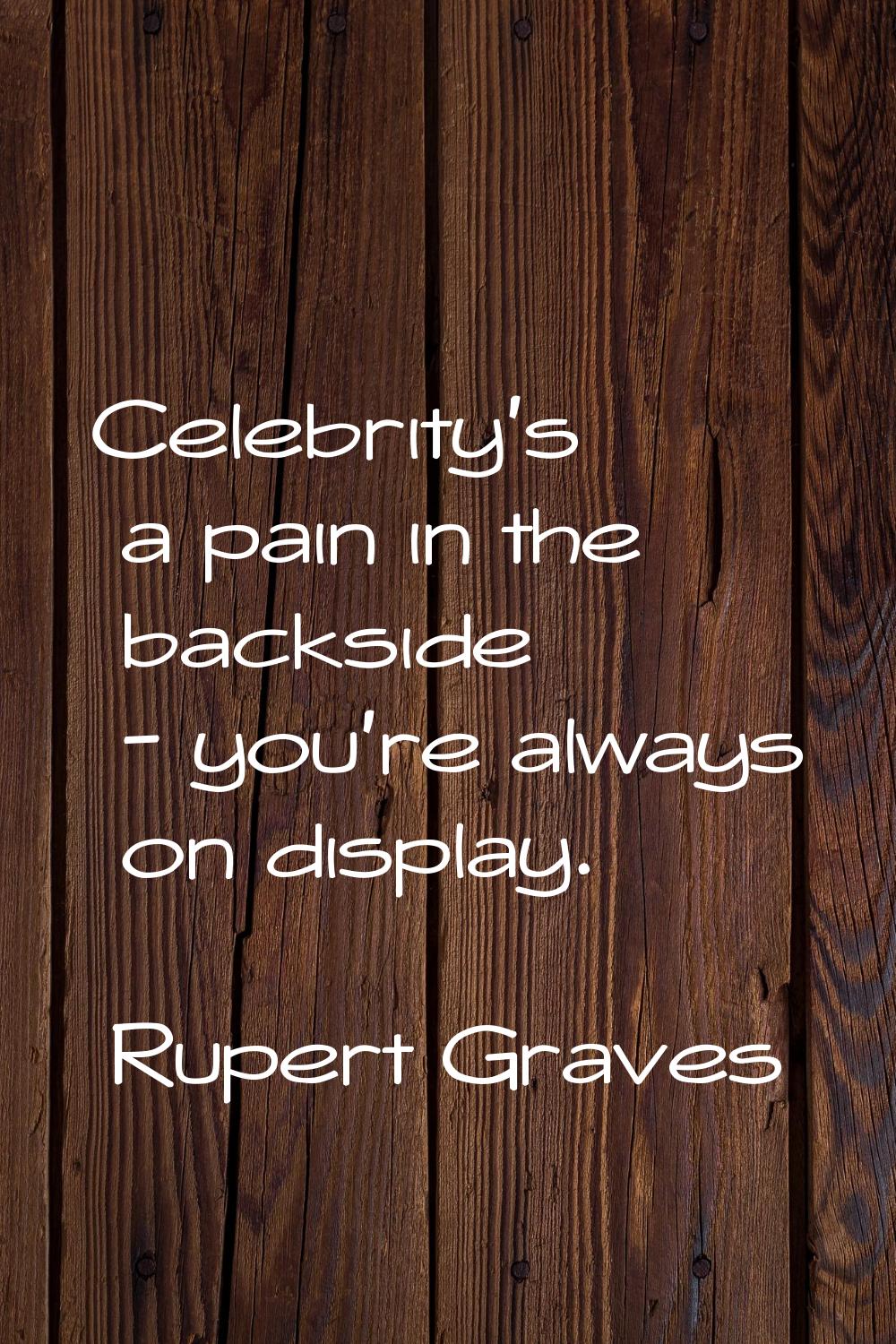 Celebrity's a pain in the backside - you're always on display.