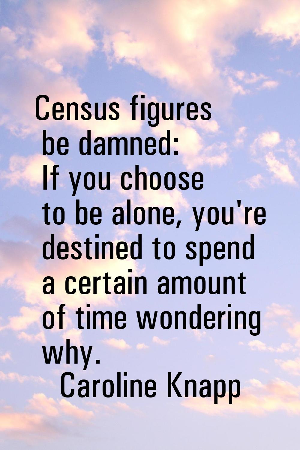 Census figures be damned: If you choose to be alone, you're destined to spend a certain amount of t
