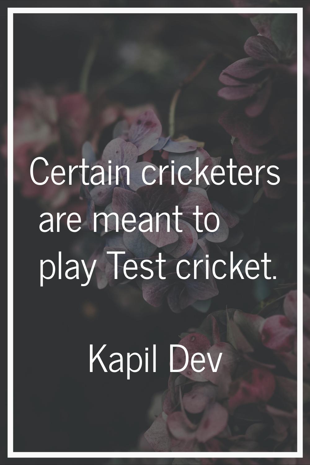 Certain cricketers are meant to play Test cricket.