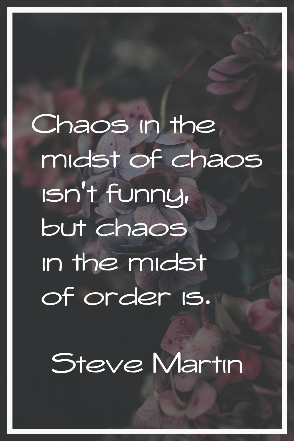Chaos in the midst of chaos isn't funny, but chaos in the midst of order is.