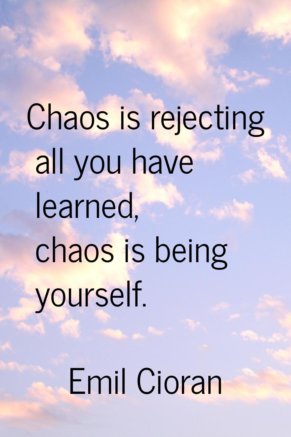 Chaos is rejecting all you have learned, chaos is being yourself.