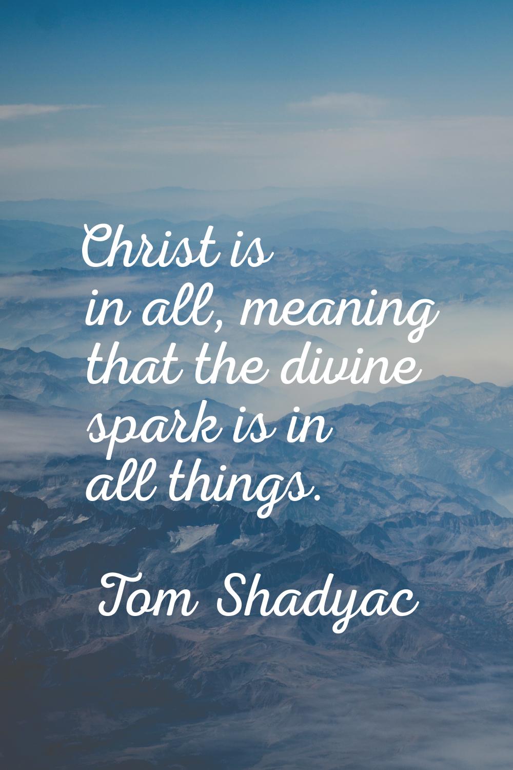 Christ is in all, meaning that the divine spark is in all things.