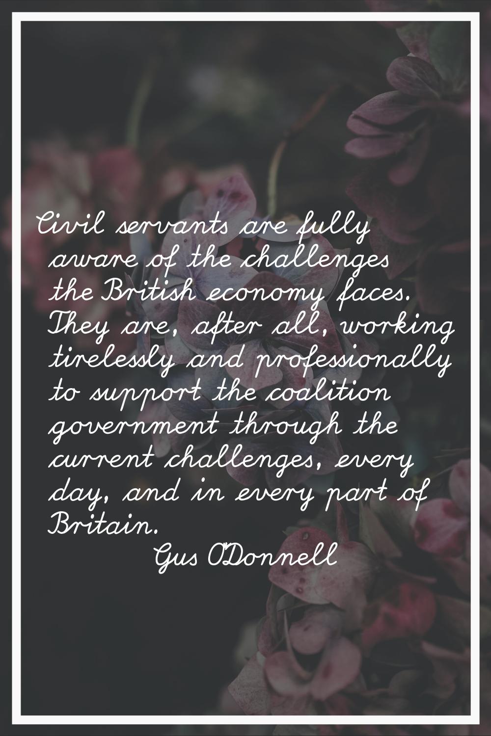 Civil servants are fully aware of the challenges the British economy faces. They are, after all, wo